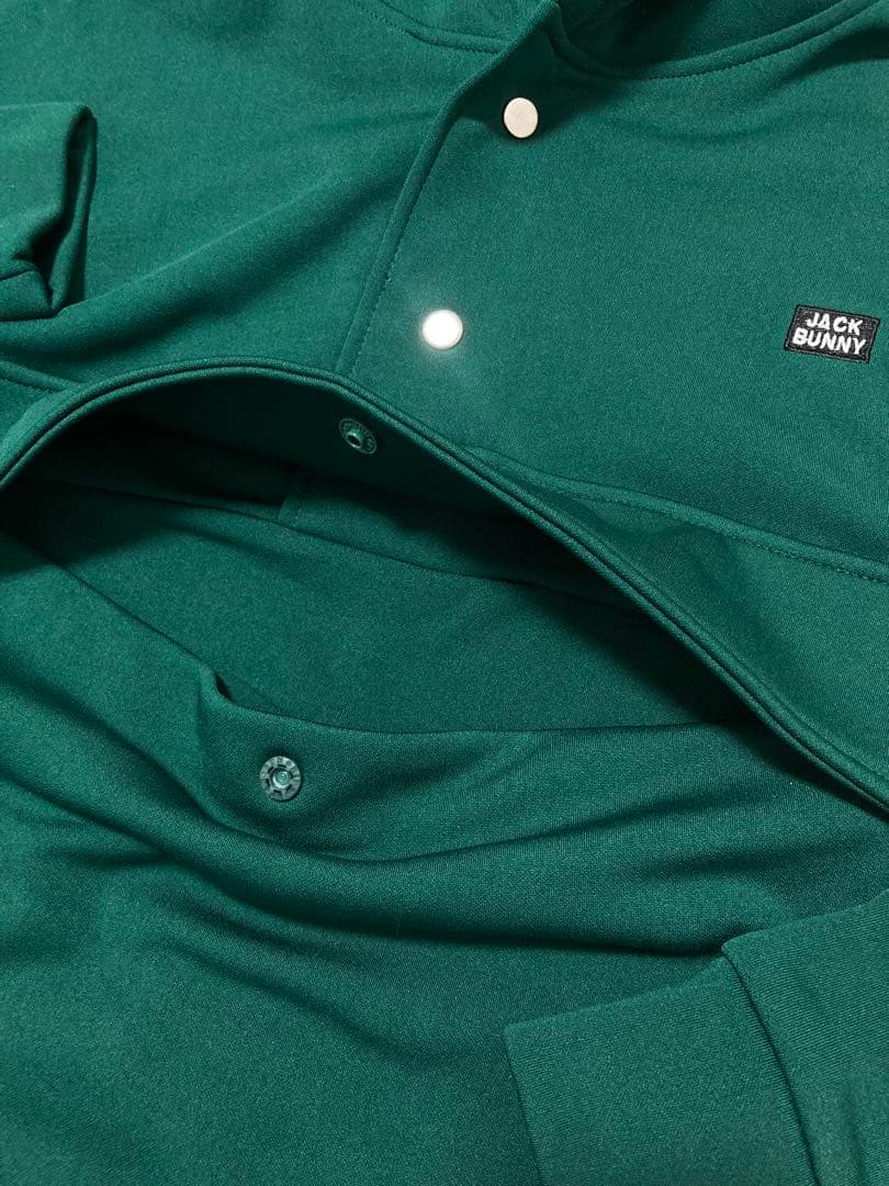 新品 パーリーゲイツ ジャックバニー ソフトタッチ 裏起毛パーカー(4)M/緑