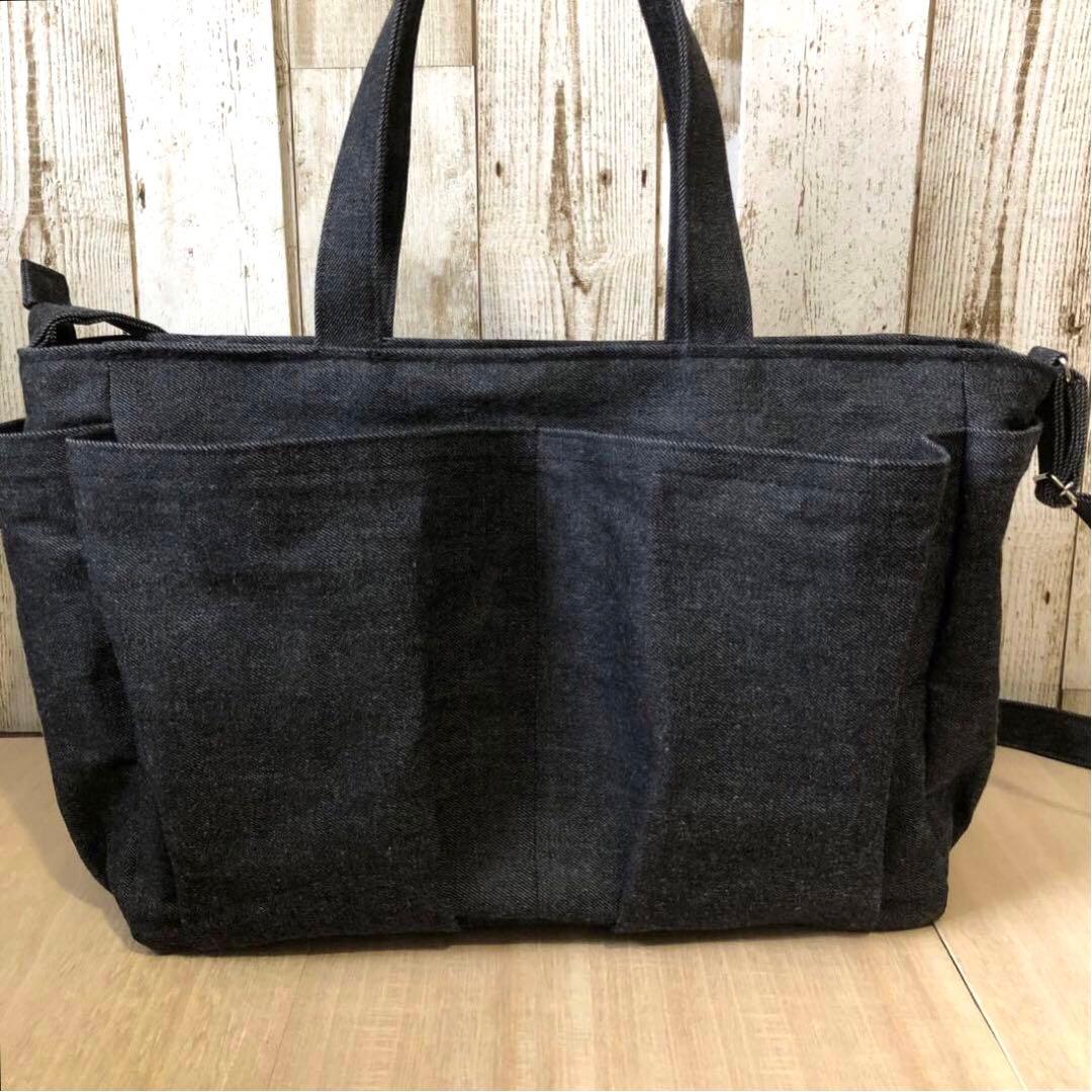 ひめ　トートバッグ　ハンドメイド 2個セット　①黒×AG②黒×S