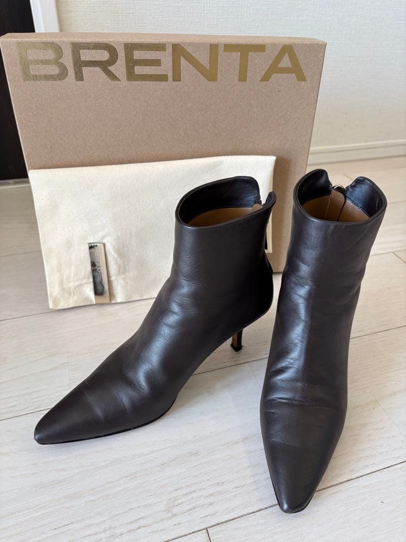 【BRENTA/ブレンタ】 ショート ジップブーツ　ブラウン38