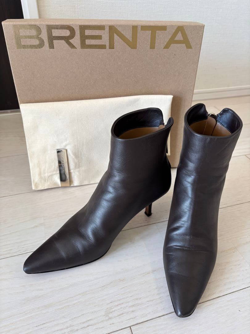 【BRENTA/ブレンタ】 ショート ジップブーツ　ブラウン38