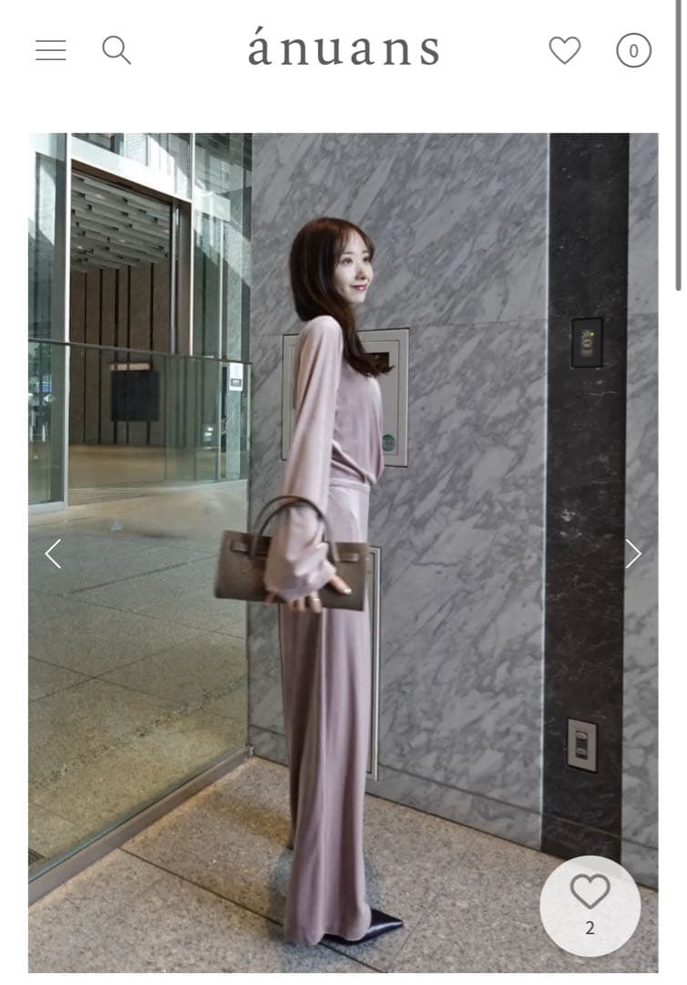 超美品★anuans ベロアカットオールインワンベージュピンク定価¥23,100