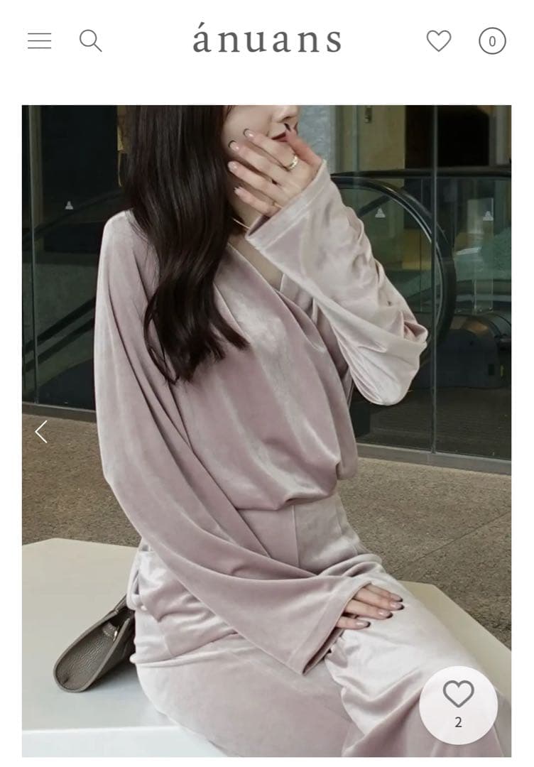 超美品★anuans ベロアカットオールインワンベージュピンク定価¥23,100