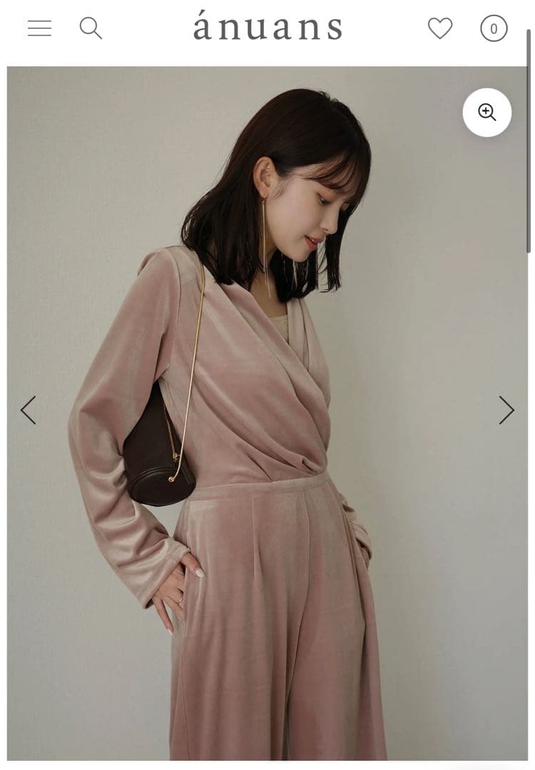 超美品★anuans ベロアカットオールインワンベージュピンク定価¥23,100