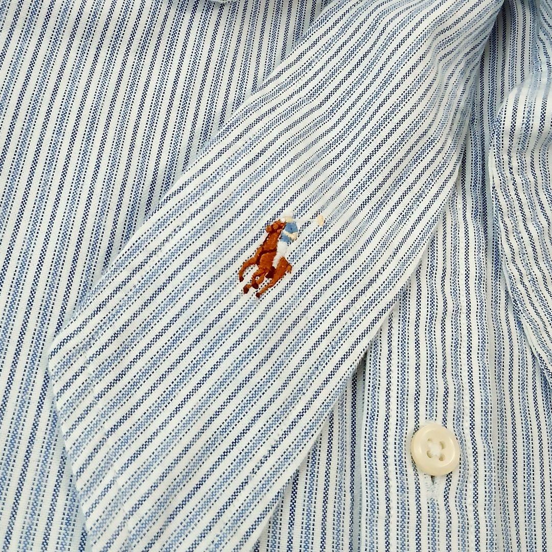 美品 ポロラルフローレン 現行 ボウタイブラウス シャツ ストライプ ポニー刺繍