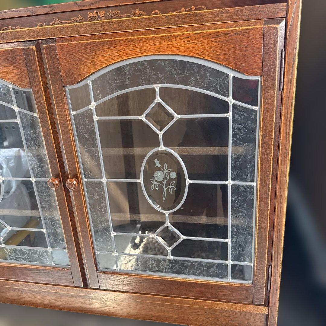 日本製 三越家具 ブルージュ ステンドグラス キャビネット サイドボード　訳あり