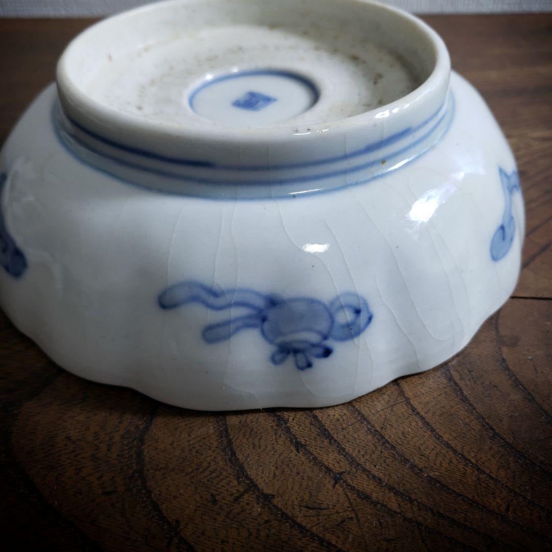 なます皿 古伊万里 色絵付 花唐草 丸文様 亀甲 アマテ ニュウ 欠け ロ号