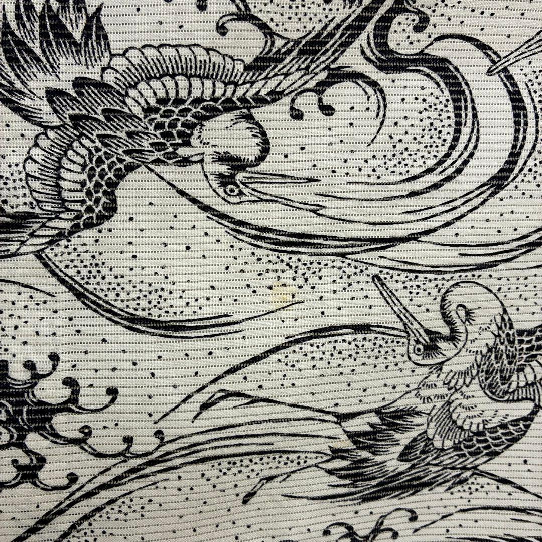 凛*様 夏浴衣 浴衣 綿絽 木綿 荒波に鶴 染め U-8112