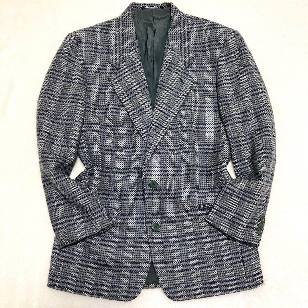 美品 ジョルジオアルマーニ テーラードジャケット ツイード チェック ウール L