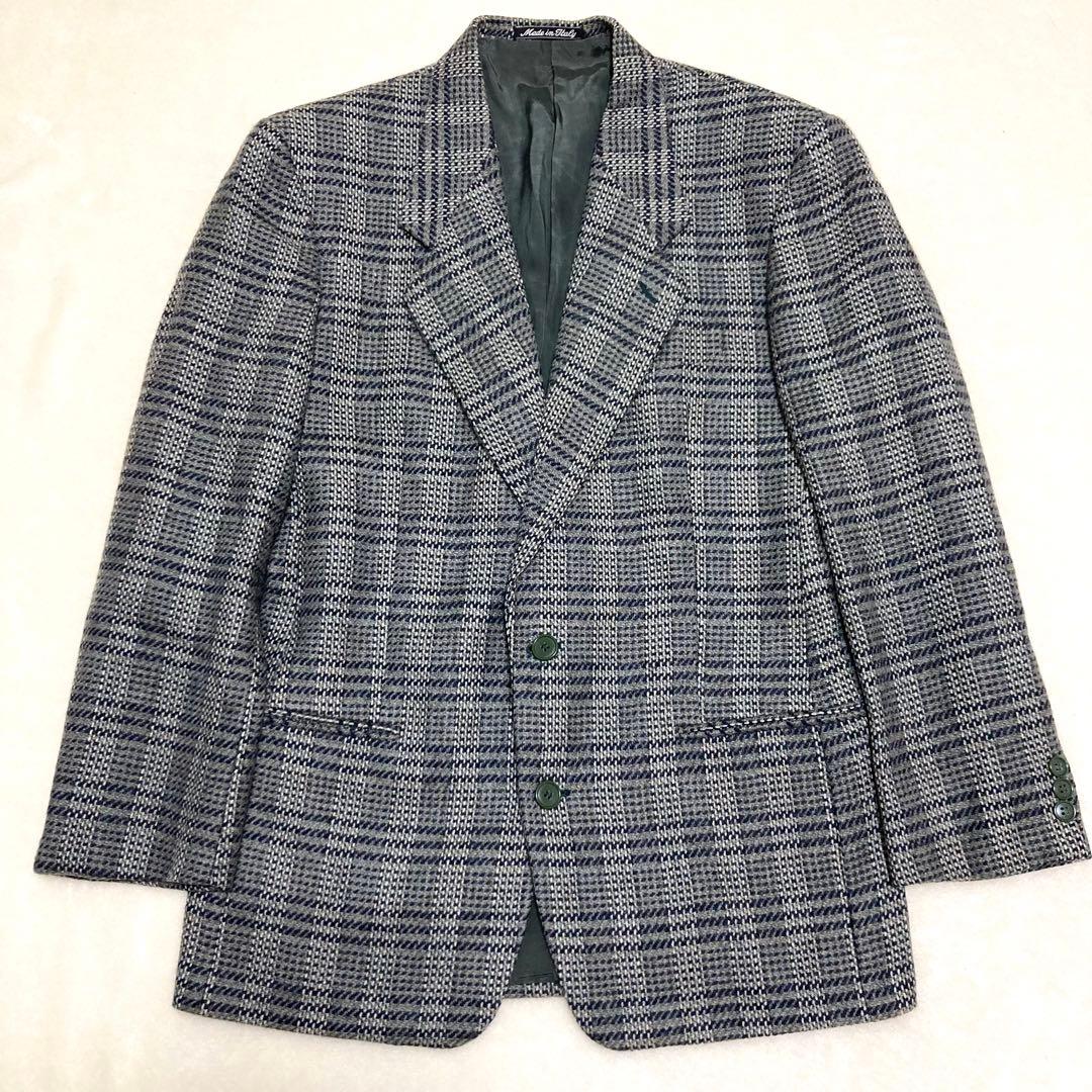 美品 ジョルジオアルマーニ テーラードジャケット ツイード チェック ウール L