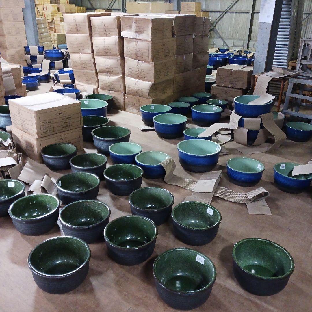 新品　∅50　特大　陶器　睡蓮鉢　手造り　メダカ鉢　難有　ラピスブルー　青LDB