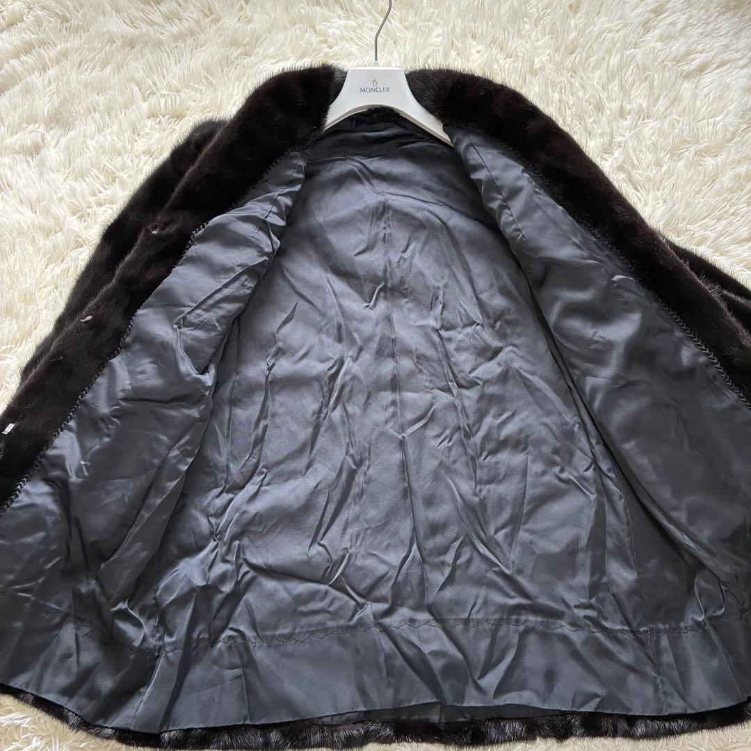 毛並◎ 総丈80 毛皮　コート　ミンク　黒　Lサイズ　ツヤ感あり　ゆったり