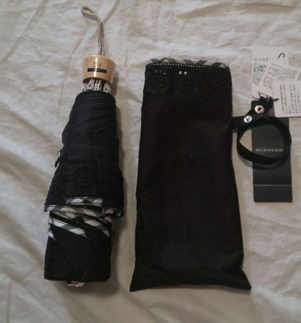 バーバリー 日傘 晴雨兼用 折りたたみ 傘 黒 ブラック UV