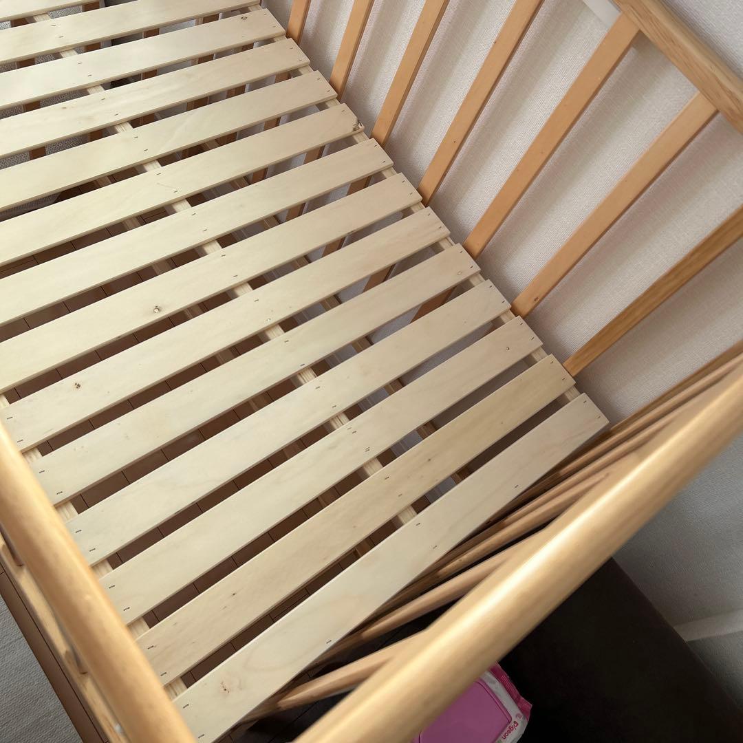 説明書付き！ヤトミ ミニベビーベッド　キャスター付き