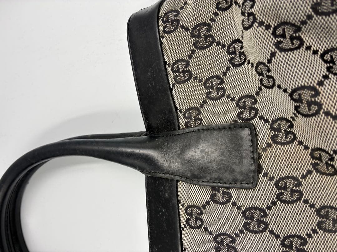 GGキャンバス×レザー　ハンドバッグA4収納可