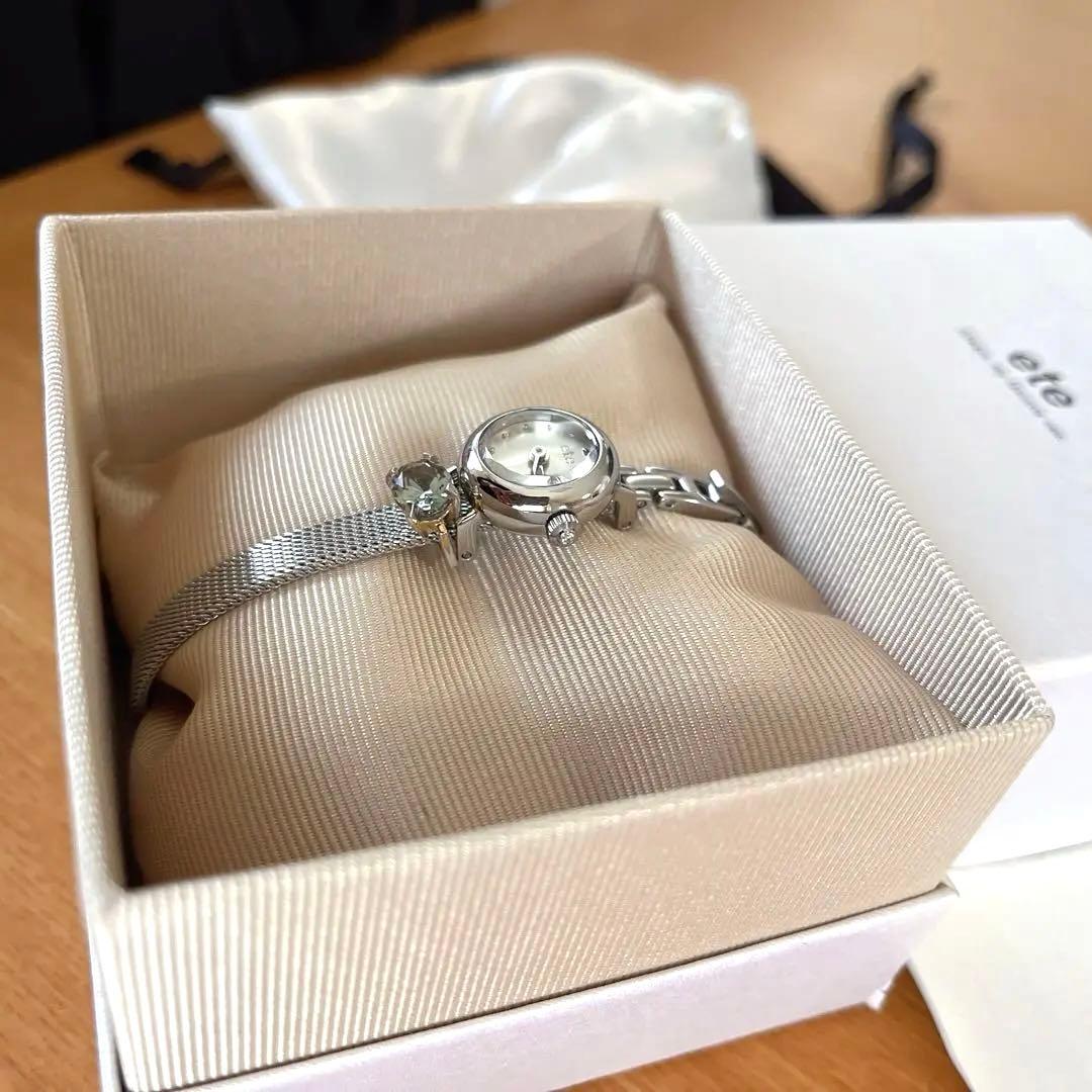 【美品】ete エテ きせかえウォッチ シルバー ダイヤモンド付き