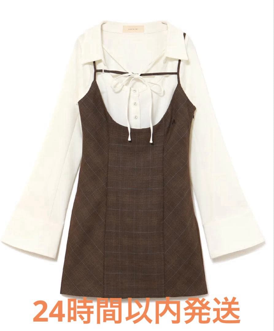 【新品未使用】ANDMARY レイヤードチェックワンピース