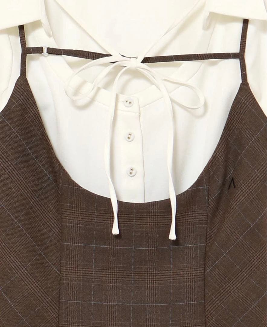 【新品未使用】ANDMARY レイヤードチェックワンピース