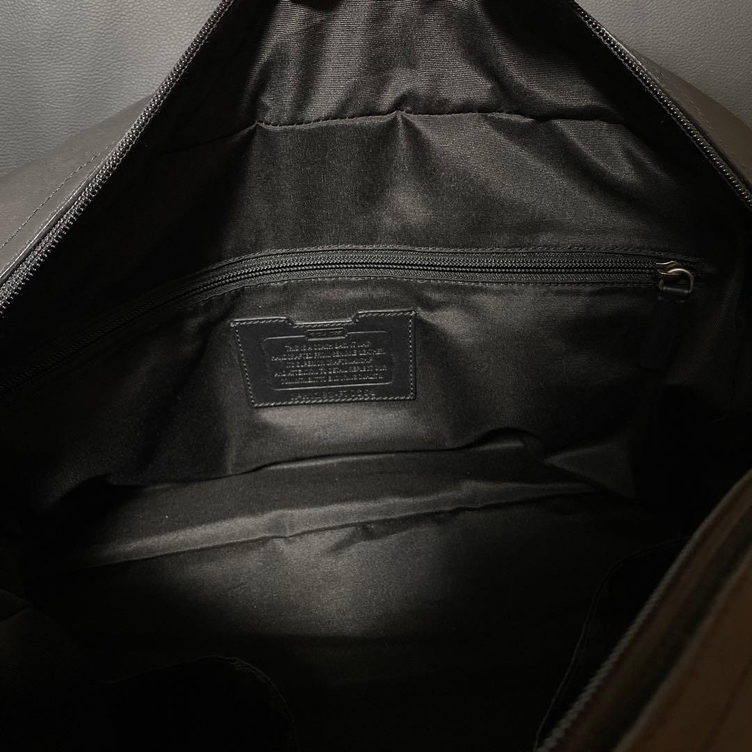 COACHコーチ F70668 オールブラック レザー 2wayボストンバッグ