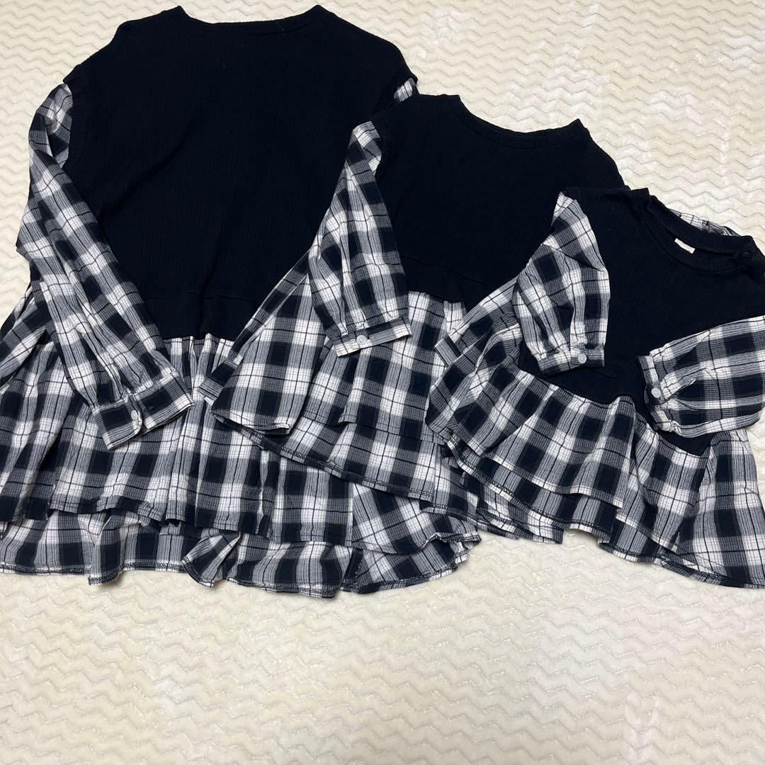 プティマイン　プティマインリアン　後ろリボン　チェック　チュニック　90 110