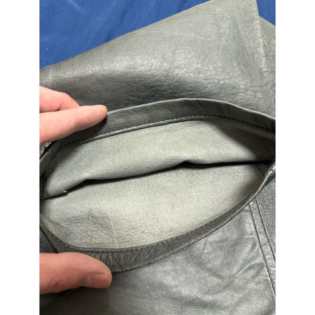 vintage 90s 00s y2k セージグリーン グレー レザーパンツ