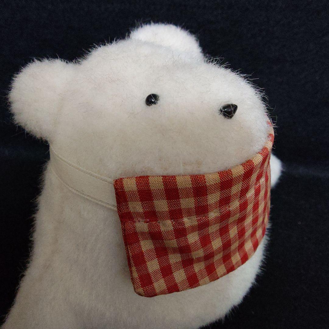 昭和レトロ　激レアぬいぐるみ　サンアロー社　ギンガムチェック　白クマ赤ちゃん