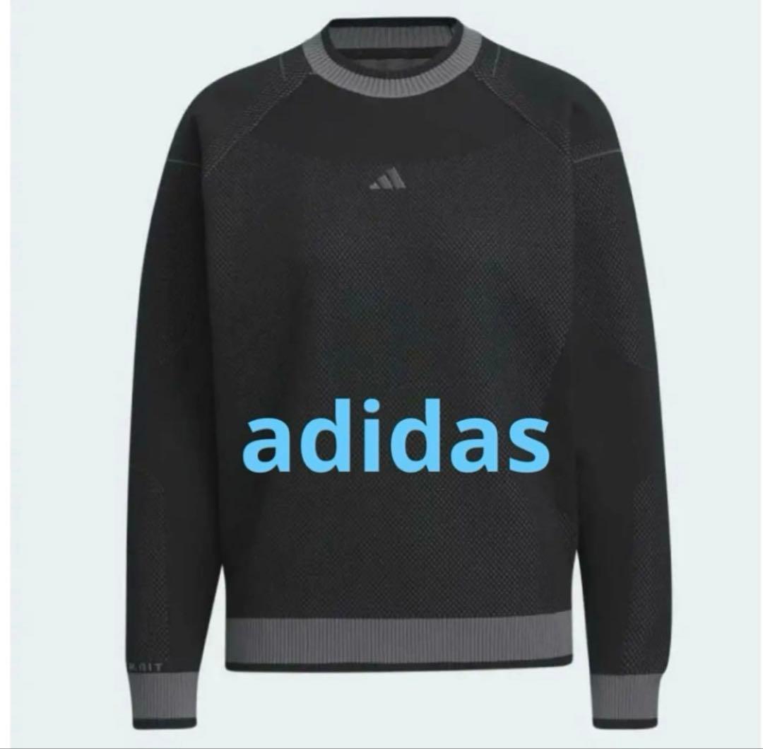 adidas ブラック メッシュ トレーナー ニット ゴルフ ウェア 大きめ