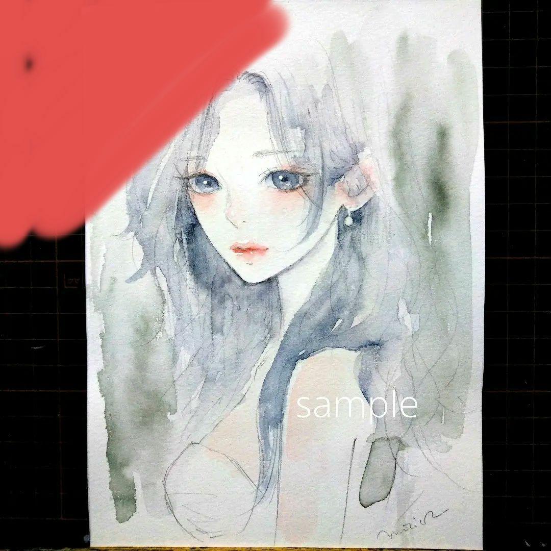 肉筆　原画　水彩画　ドローイング　手描きイラスト