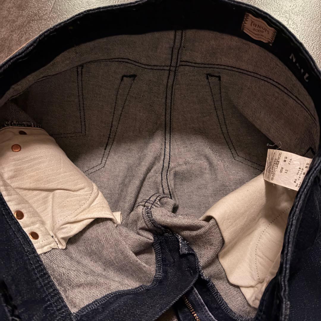 美品 ヤヌーク プレミアム NEIL スリムテーパード デニム 赤耳 ストレッチ