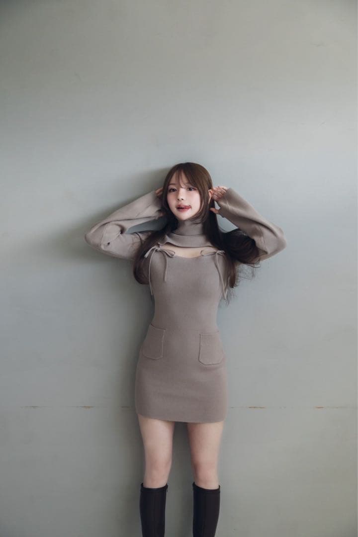 [美品]アンドマリー　andmary べべミニドレス　グレージュ