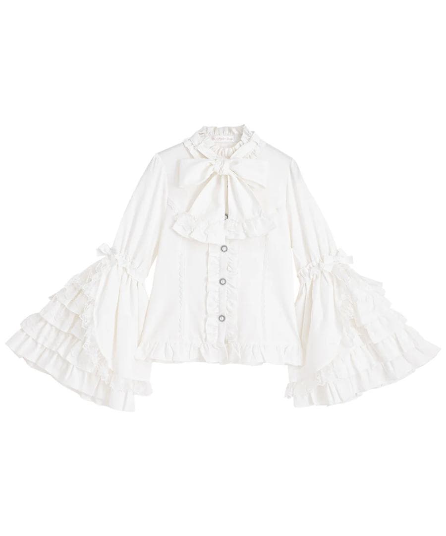 DearMyLove フリルハイネックレースリボンプリンセスブラウス