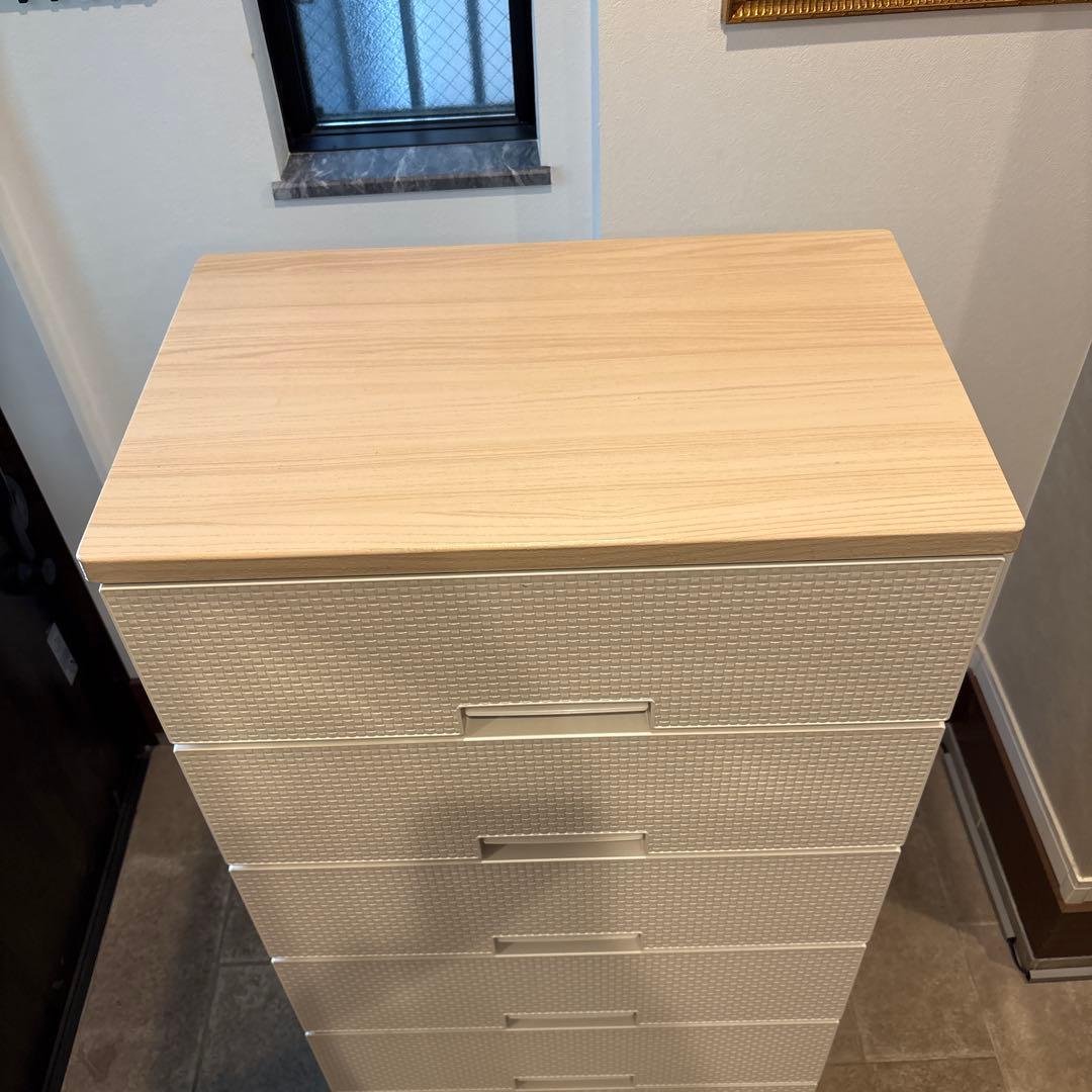 ホワイト 6段チェスト プラスチック製