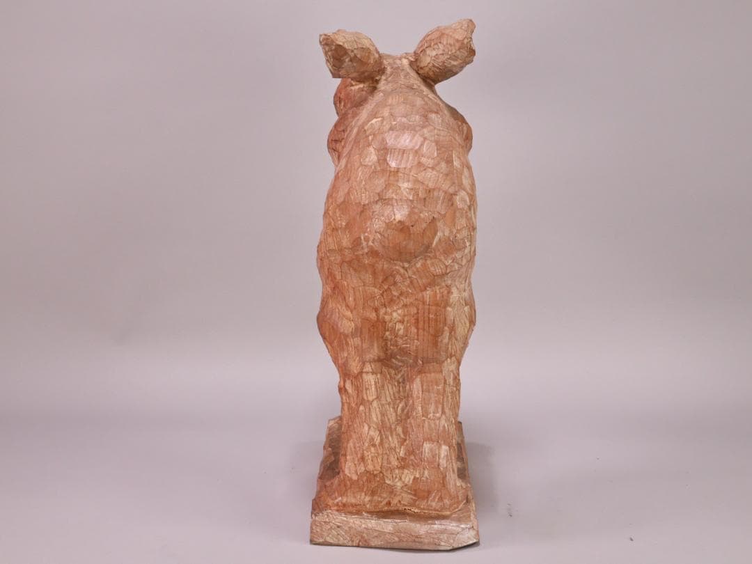 BK202　本物保証　辻志郎作 木彫り 卯　兎 高さ約41cm 置物 オブジェ