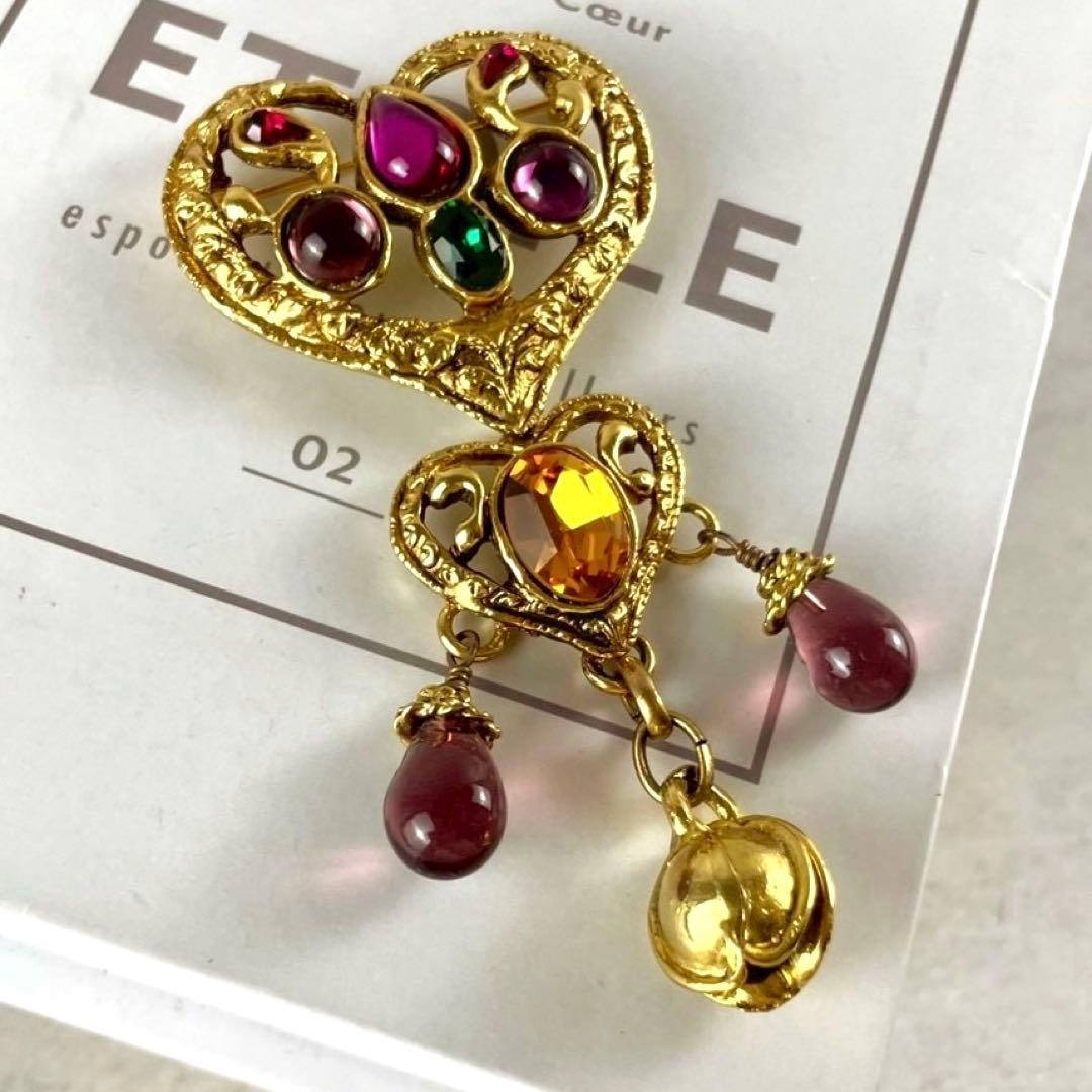 Christian Lacroix ヴィンテージ ハートマルチカラー　ブローチ