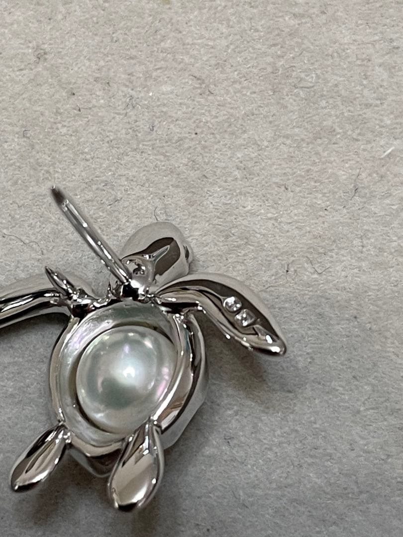 美品　mikimoto ピンブローチ　亀　パール ミキモト　SILVER