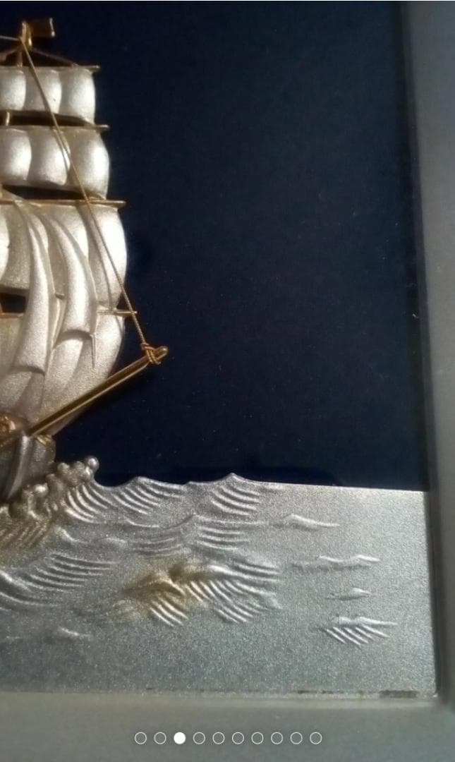 武比古純銀帆船5号レリーフ銀99.9刻印あり箱無し銀13.9g30×32