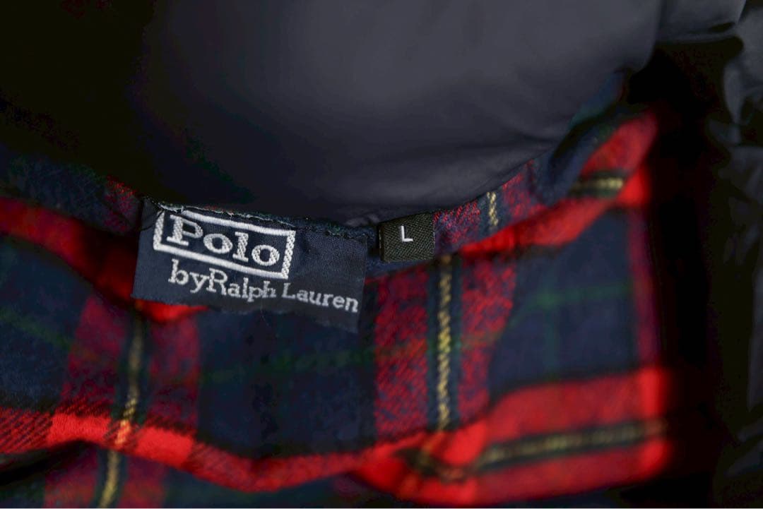 90s ラルフローレン ダウンベスト L ネイビー 裏フリース 短丈