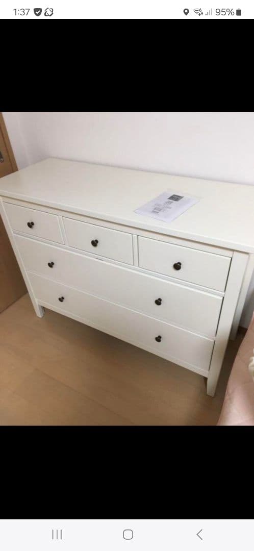 ホワイトチェスト 5段 引き出し付き