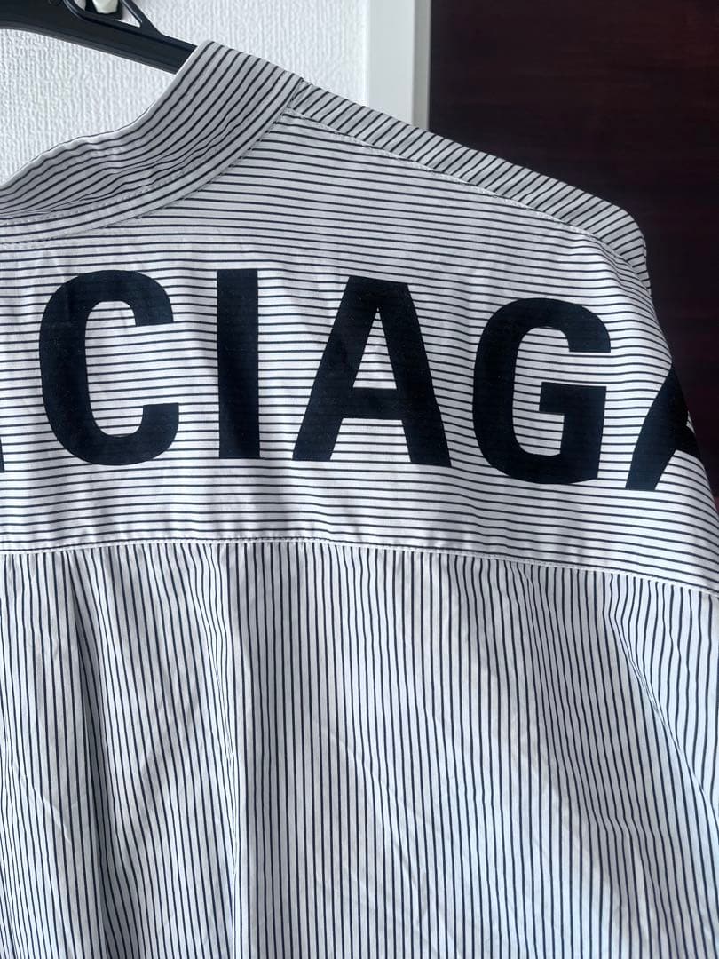 ⭐️美品BALENCIAGAバレンシアガ リボンシャツ 背ロゴ ストライプ34
