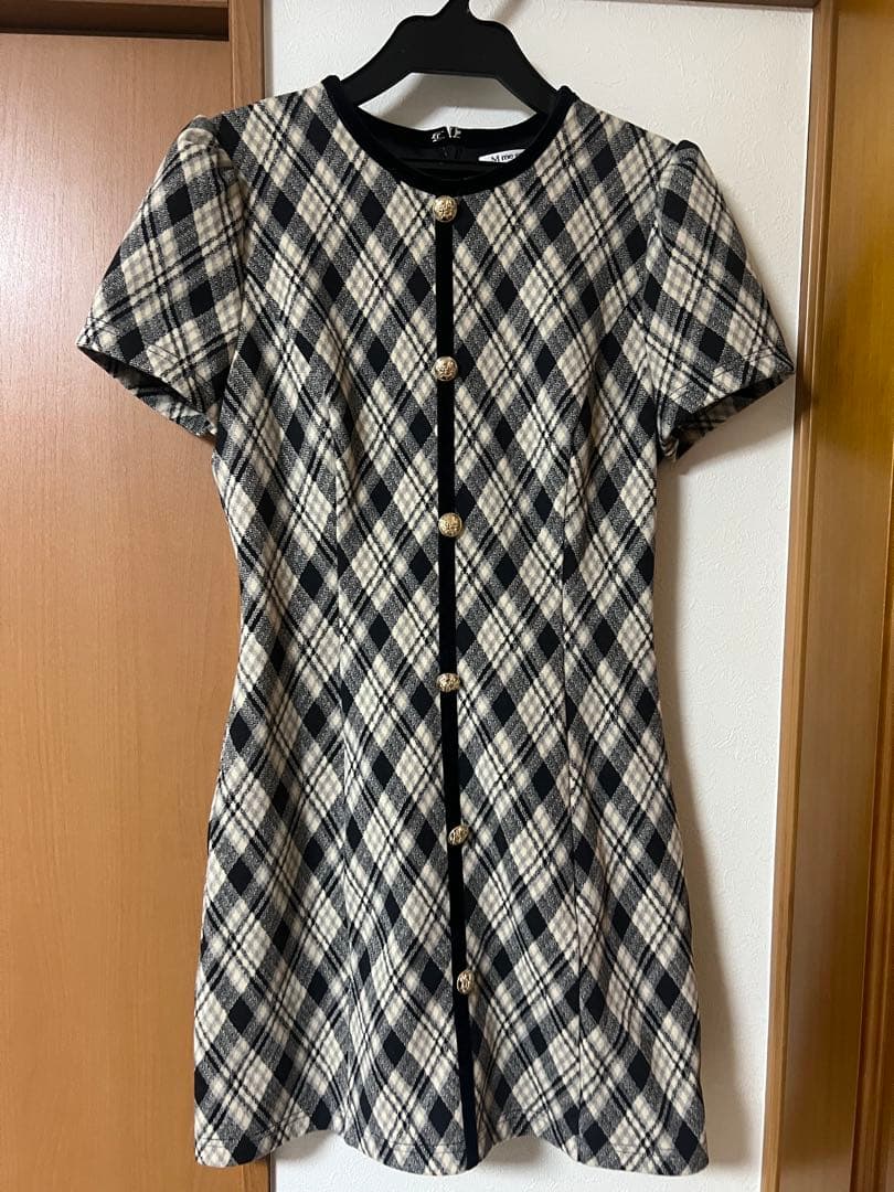 mmeeme バイアスチェックミニワンピース