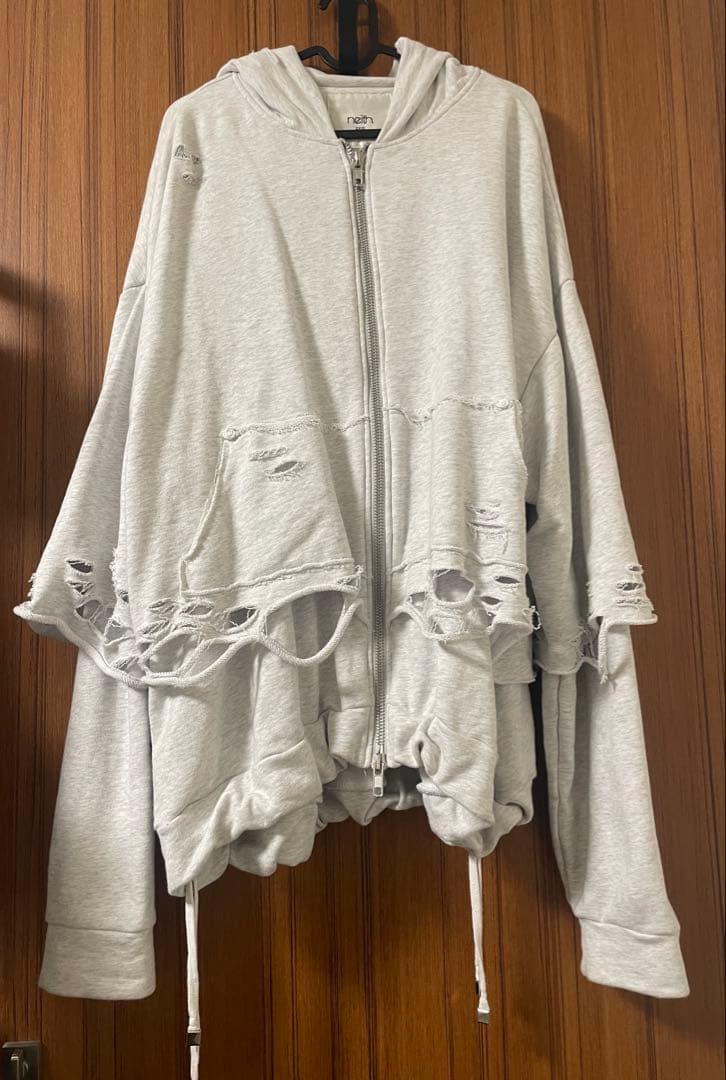 【neith. 】Layered Crush Hoodie(Gray)