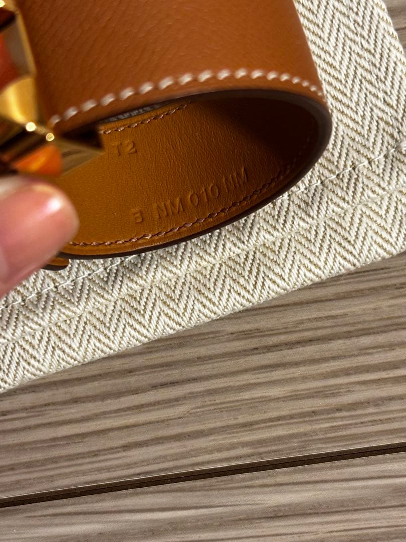 HERMES レザーブレスレット コリエドシアン24 T2 ゴールド