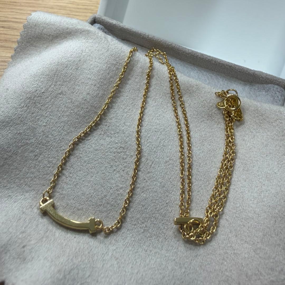 Tiffany Tスマイルネックレス ミニ イエローゴールド
