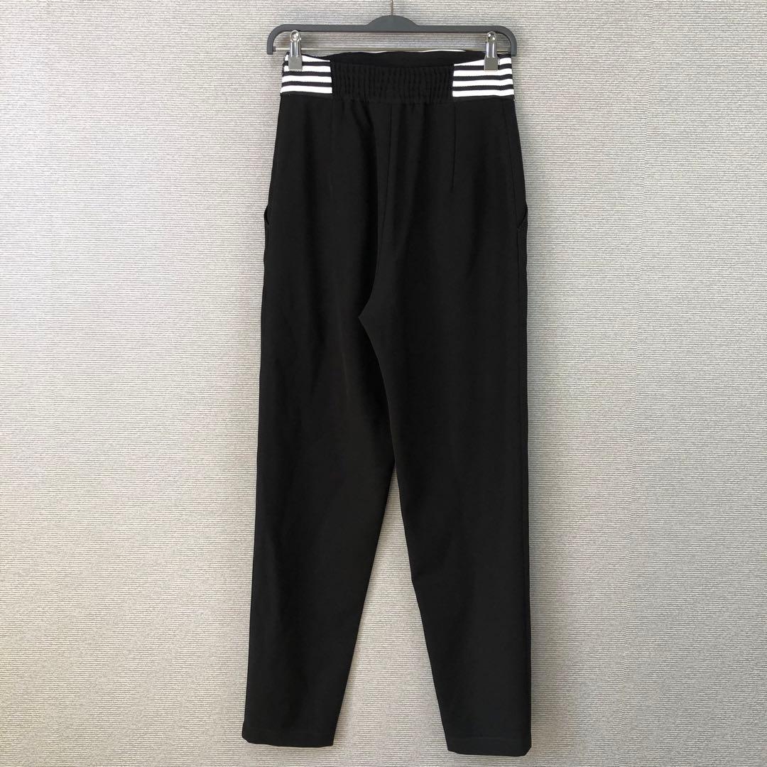 未使用品 BORDERS at BALCONY ハイウエストツイルパンツ 38