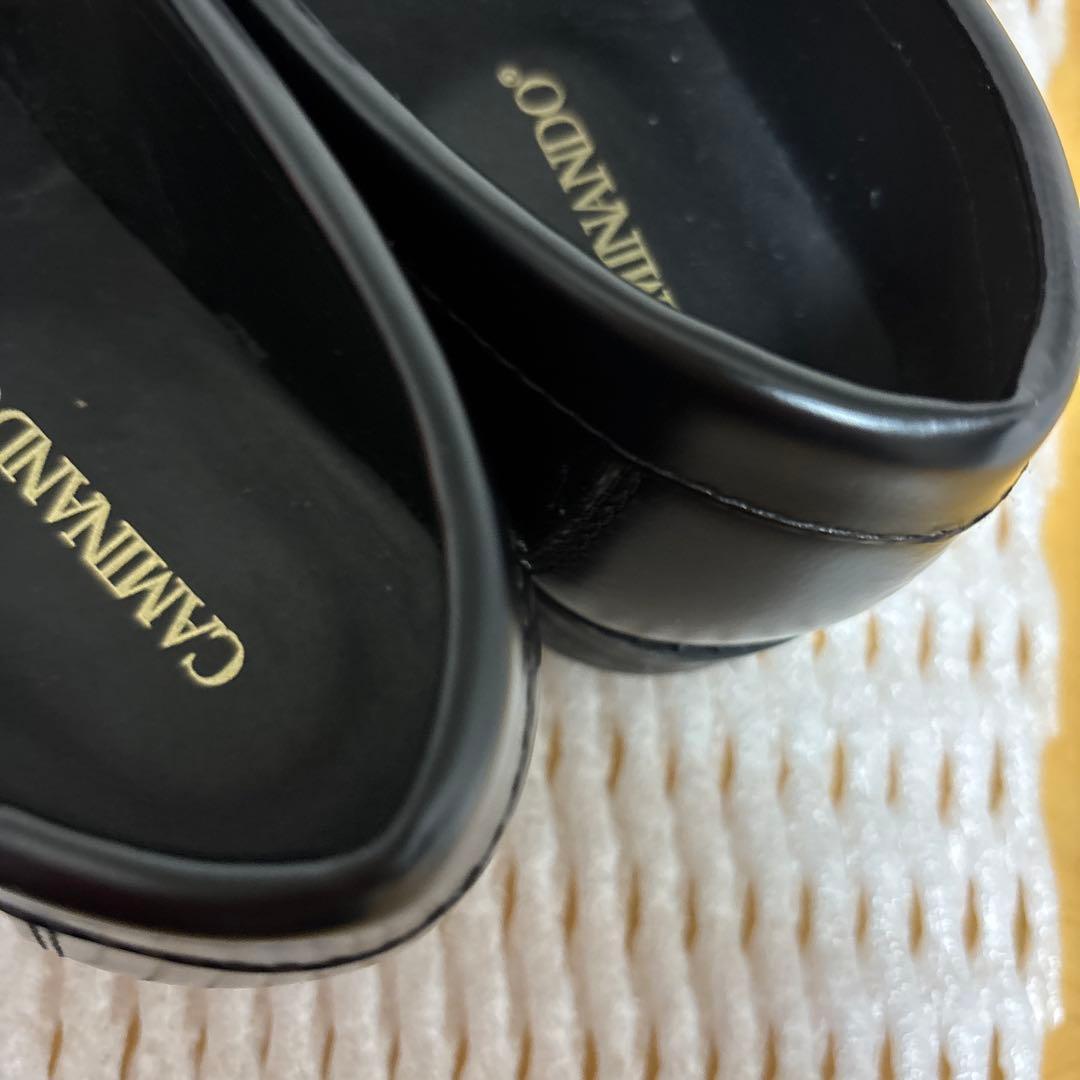 カミナンド　ビットローファー　レザー　ブラック×ゴールド　7サイズ