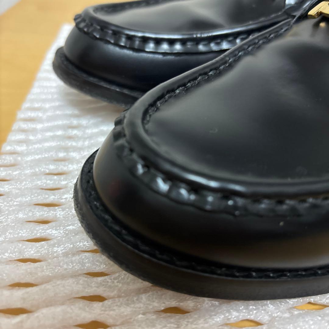 カミナンド　ビットローファー　レザー　ブラック×ゴールド　7サイズ