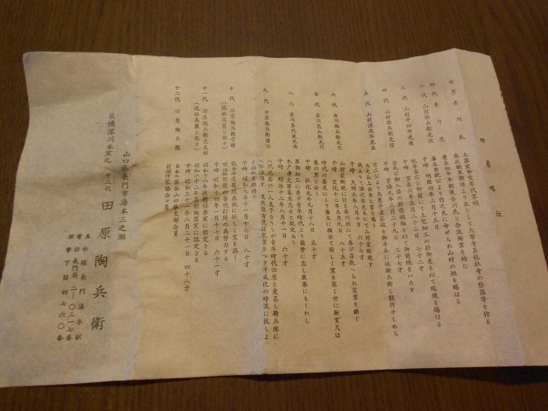 １２代陶兵衛　千切蓋置　供布　栞　供箱