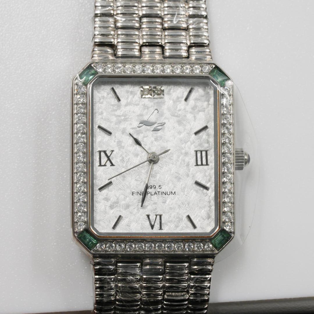 リズ 腕時計 LZ-132 GSGN 天然エメラルド プラチナ仕上げ 未使用