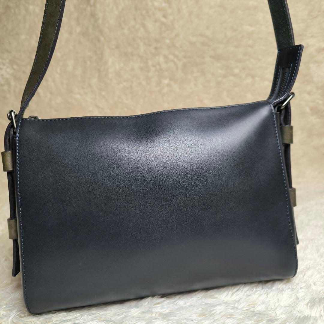 ​エルゴポック ショルダーバッグ ワキシングレザー 紺 本革 日本製 エイジング