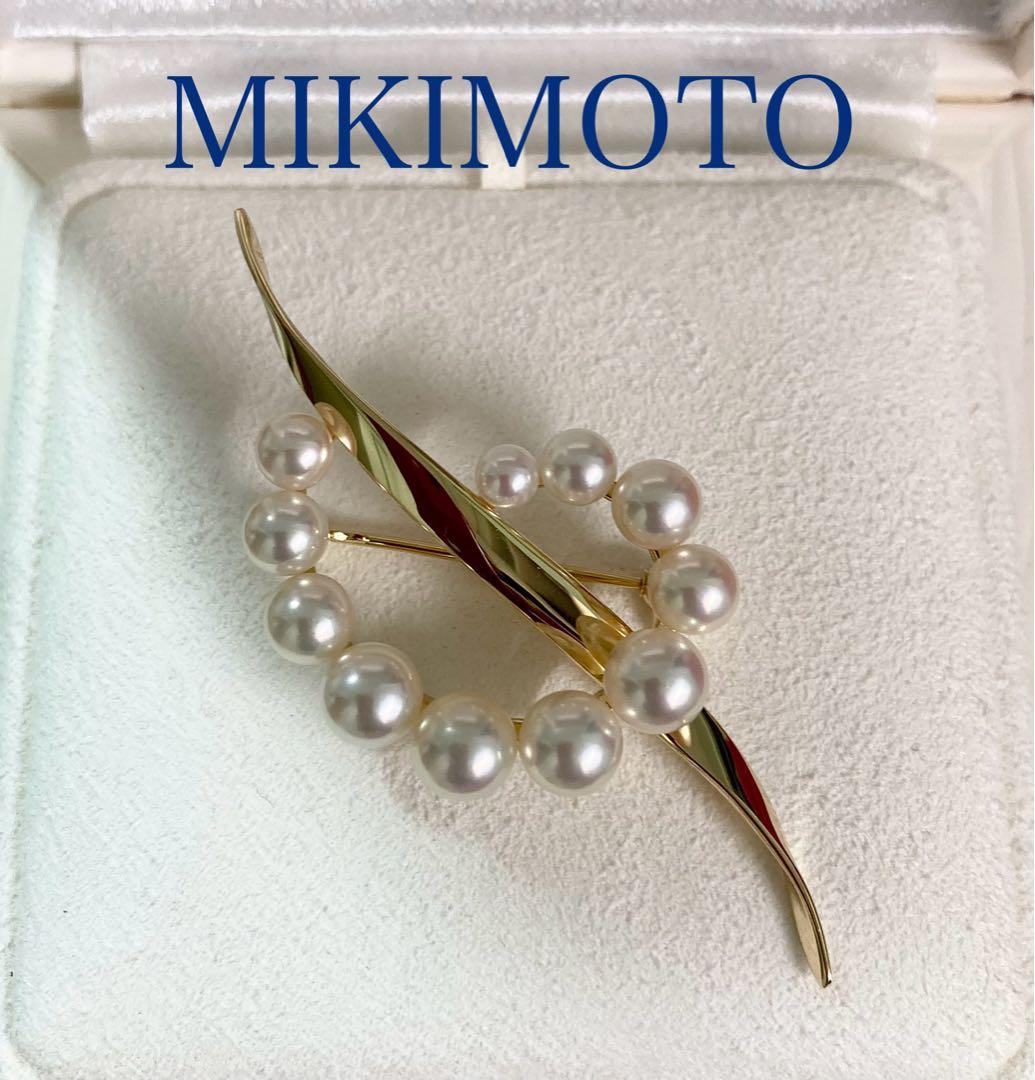 【極美品】ミキモト パール ブローチ K18YG 現行品 ポーチ・外箱 愛子様