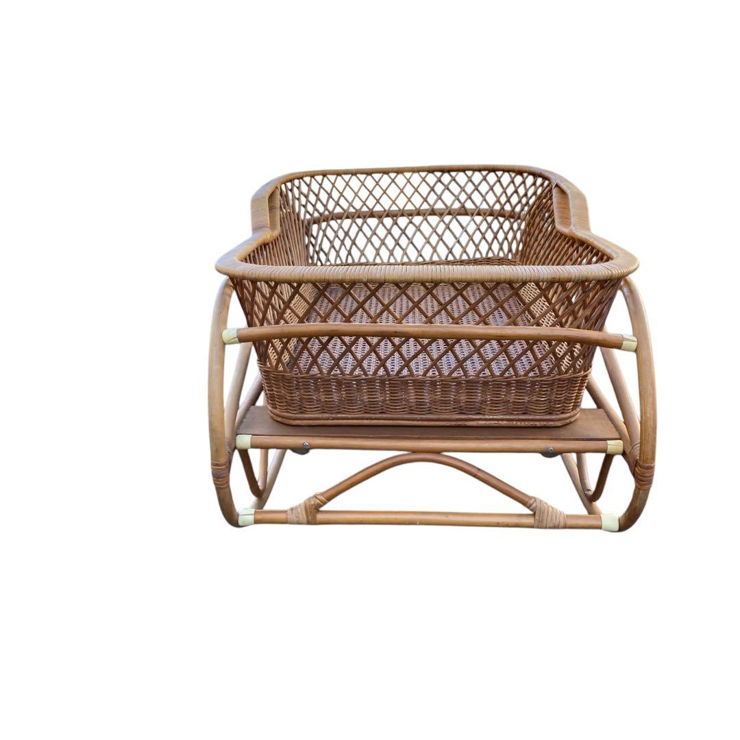 ✨籐かご　ラタン　ゆりかご　キャスター付き　ゆらゆら
